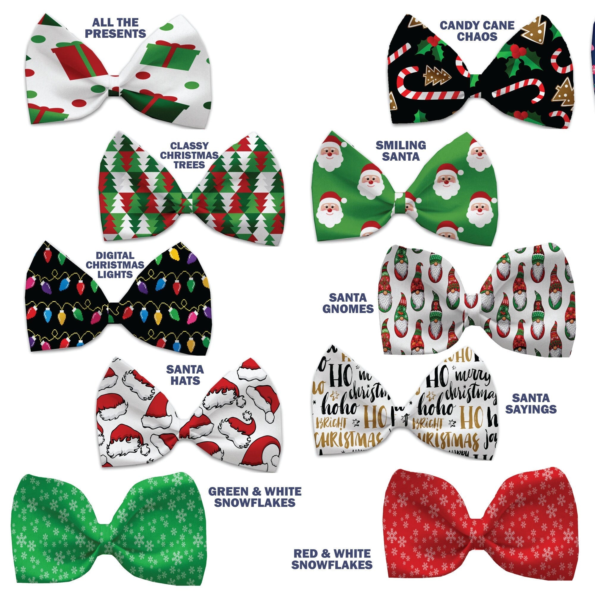 Christmas Pet, Dog and Cat Bow Ties, "Christmas Carols Group" (Choose from 10 different patterns!)