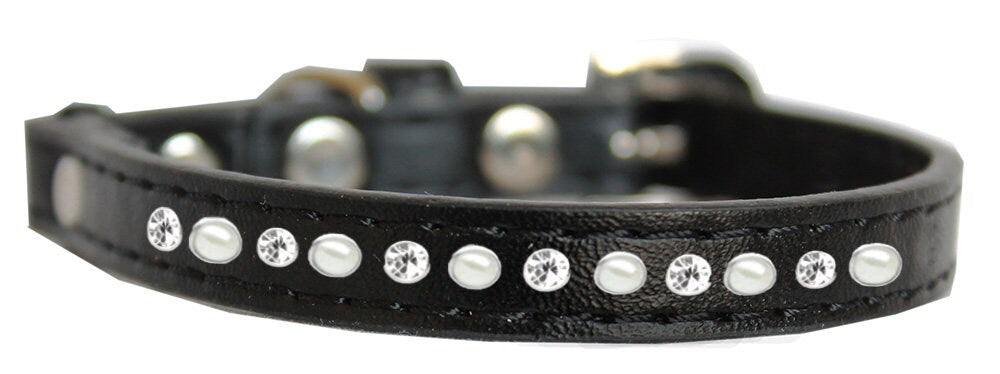 Premium Cat Safety Collar, "Pearl & Clear Jewel"