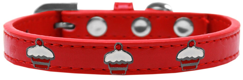 Dog, Puppy & Pet Widget Fashion Collar, "Red Cupcake"