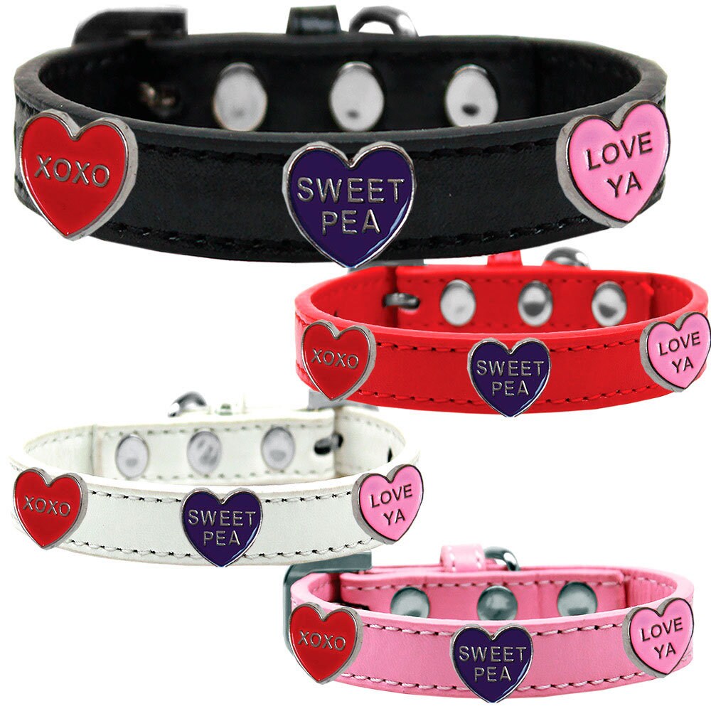 Dog, Puppy & Pet Widget Fashion Collar, "Conversation Hearts"