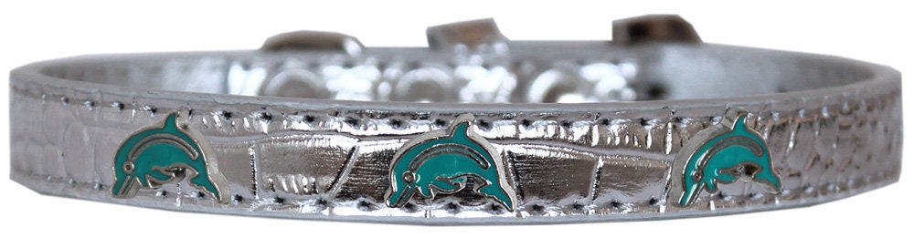 Dog, Puppy & Pet Designer Croc Widget Collar, "Dolphins"