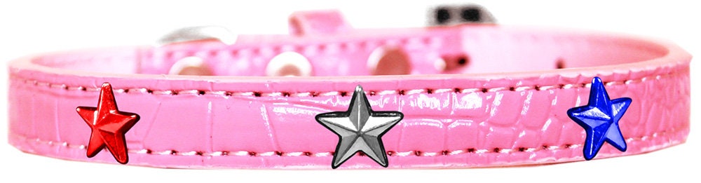 Dog, Puppy and Pet Designer Croc Widget Collar, "Red, White & Blue Stars"