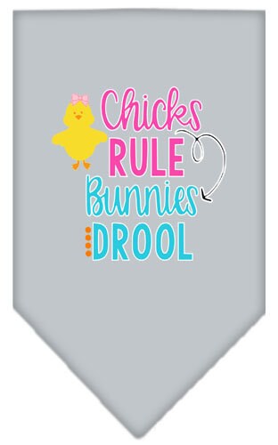 Pet and Dog Bandana Screen Printed, "Chicks Rule, Bunnies Drool"