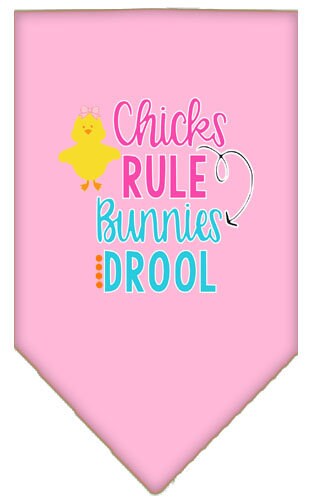 Pet and Dog Bandana Screen Printed, "Chicks Rule, Bunnies Drool"