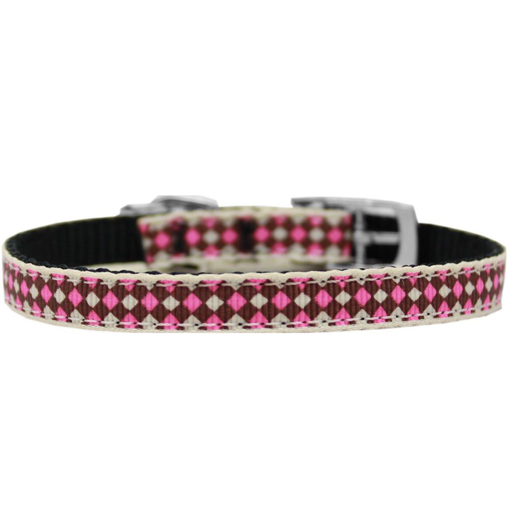 Pet Dog & Cat Nylon Collar or Leash, "Pink Checkers"