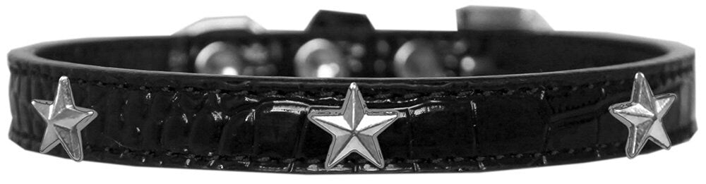 Dog, Puppy & Pet Designer Croc Widget Collar, "Silver Stars"