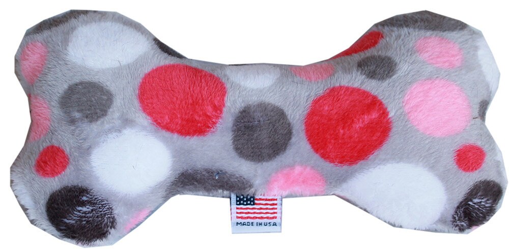 Pet and Dog Plush 6" Bone Toy, "Party Dots Group" (Available in 3 different colorway options!)