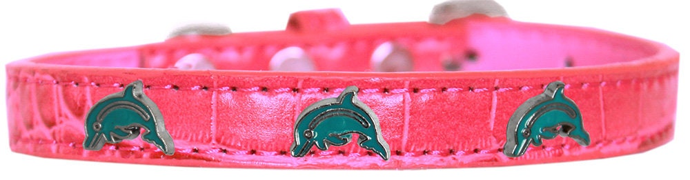 Dog, Puppy & Pet Designer Croc Widget Collar, "Dolphins"