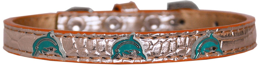 Dog, Puppy & Pet Designer Croc Widget Collar, "Dolphins"