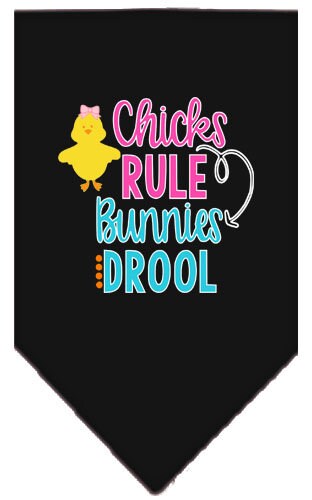 Pet and Dog Bandana Screen Printed, "Chicks Rule, Bunnies Drool"