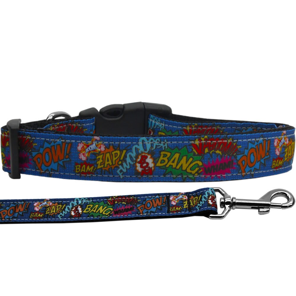 Pet Dog & Cat Nylon Collar or Leash, "Superhero Sound Effects"