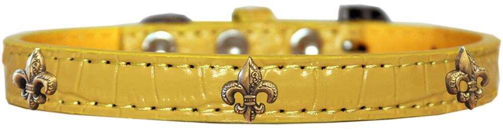 Dog, Puppy & Pet Designer Croc Widget Collar, "Bronze Fleur De Lis"