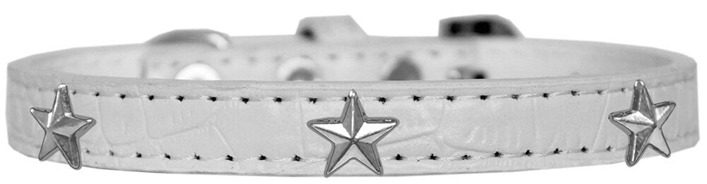 Dog, Puppy & Pet Designer Croc Widget Collar, "Silver Stars"