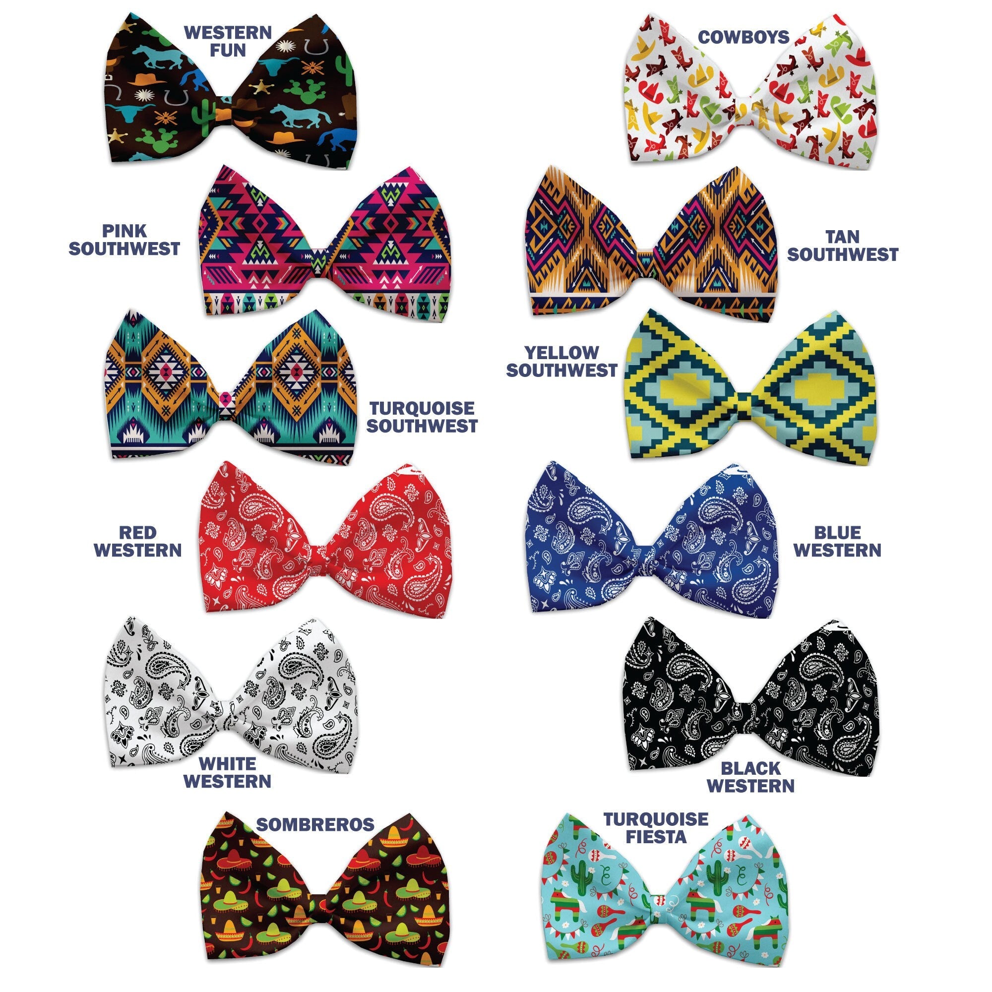 Pet, Dog and Cat Bow Ties, "Wild West Group" *Available in 12 different pattern options!*