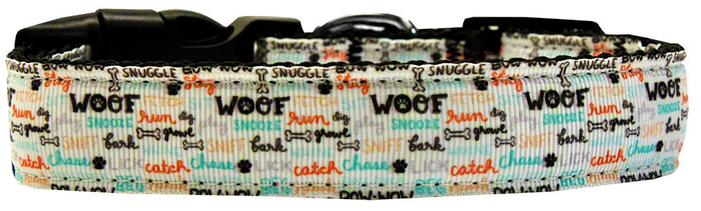 Pet Dog & Cat Nylon Collar or Leash, "Woofs A Lot"