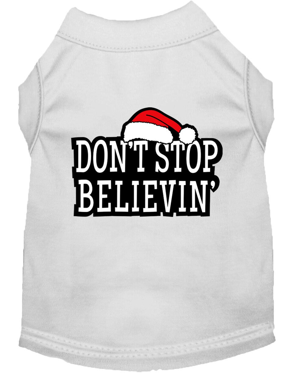 Christmas Screenprinted Dog Shirt, "Don't Stop Believin"