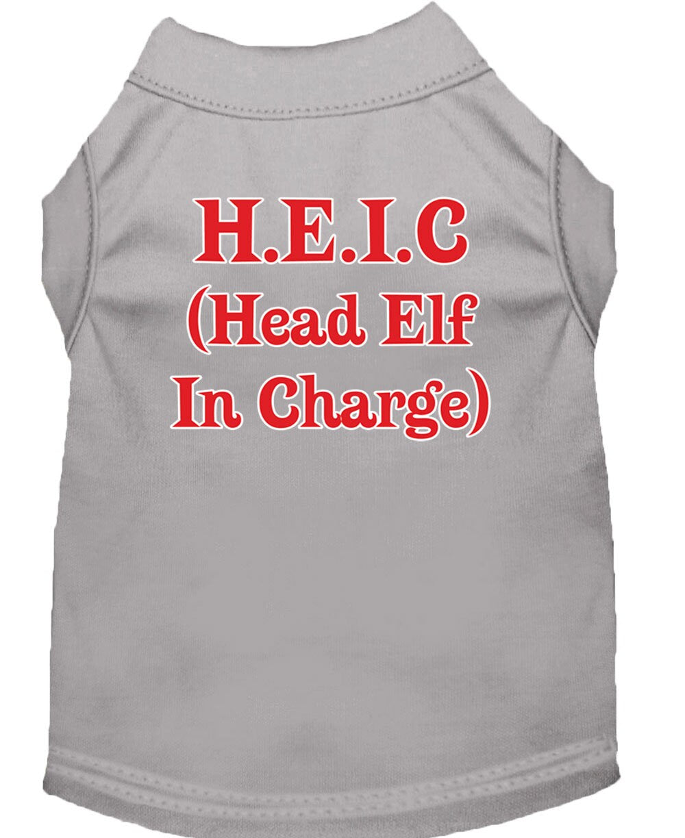 Christmas Screenprinted Dog Shirt, "Head Elf In Charge"