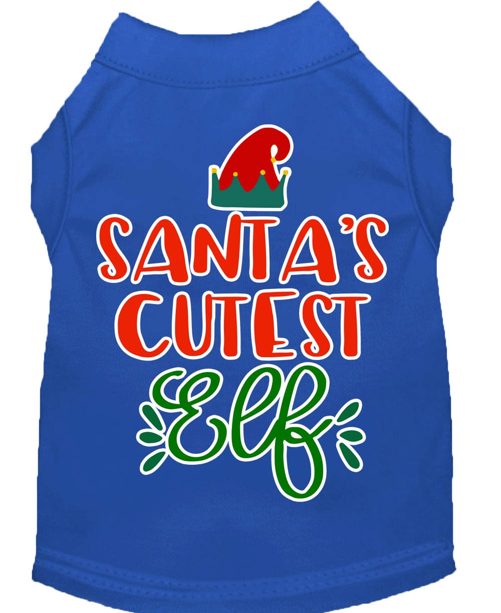 Christmas Pet Dog & Cat Shirt Screen Printed, "Santa's Cutest Elf"