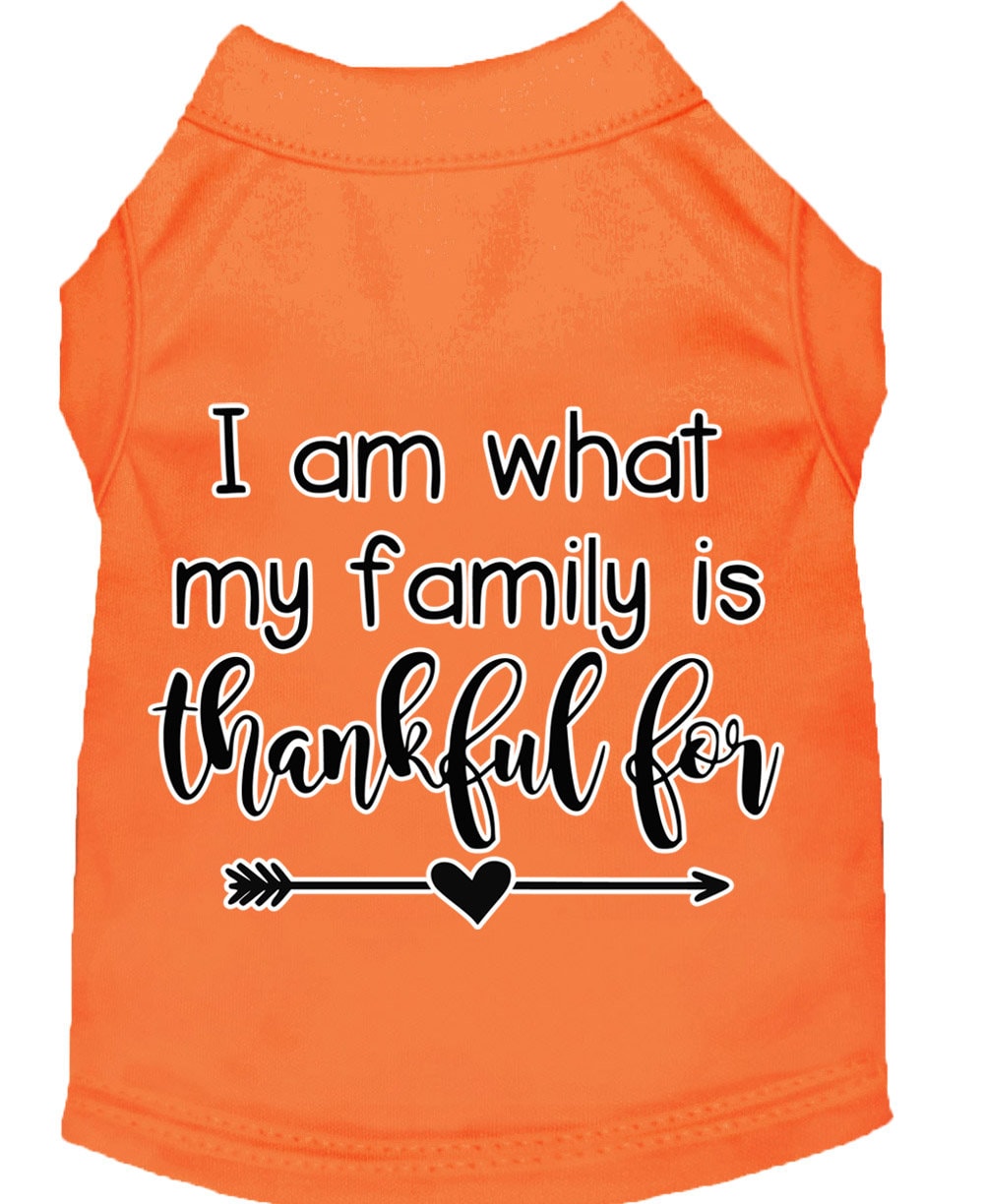 Pet Dog & Cat Shirt Screen Printed, "I Am What My Family Is Thankful For"