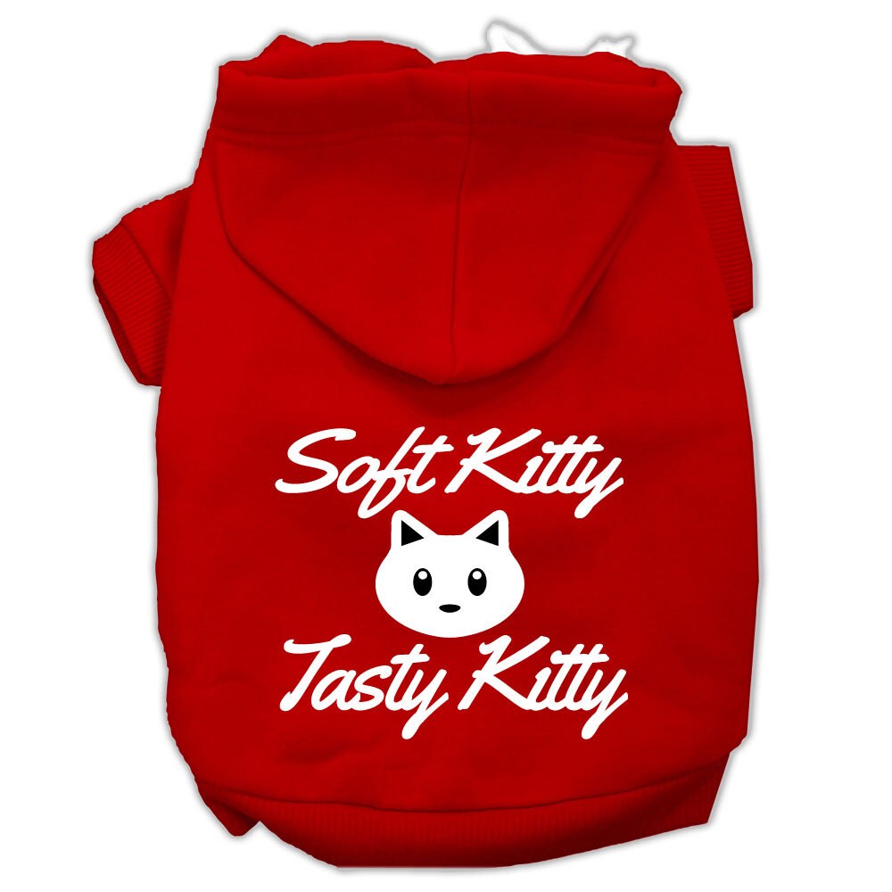 Pet Dog & Cat Hoodie Screen Printed, "Soft Kitty, Tasty Kitty"