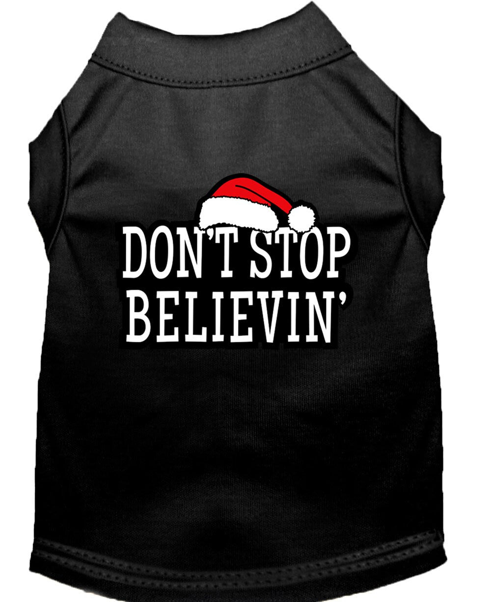 Christmas Screenprinted Dog Shirt, "Don't Stop Believin"