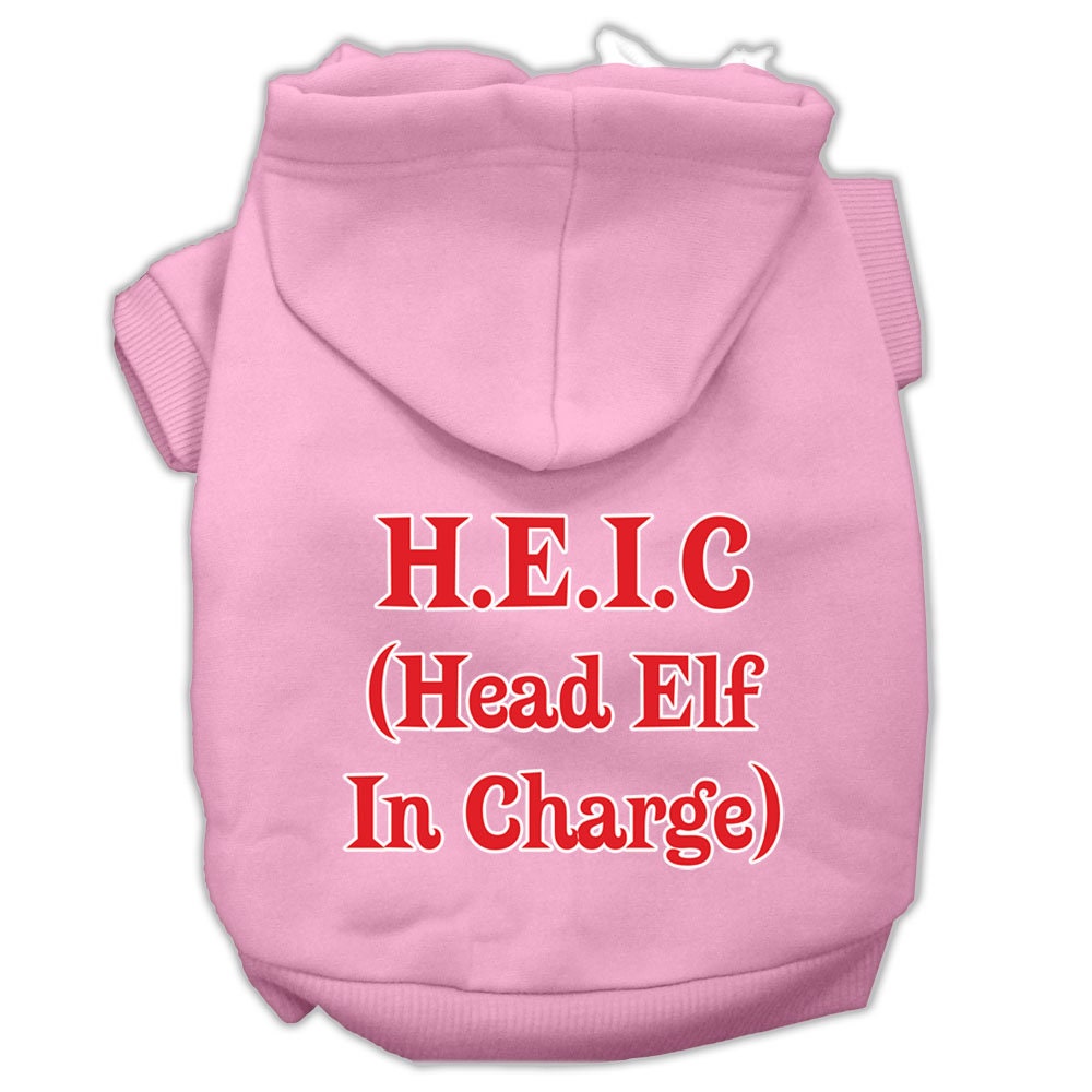 Christmas Pet Dog & Cat Hoodie Screen Printed, "Head Elf In Charge"