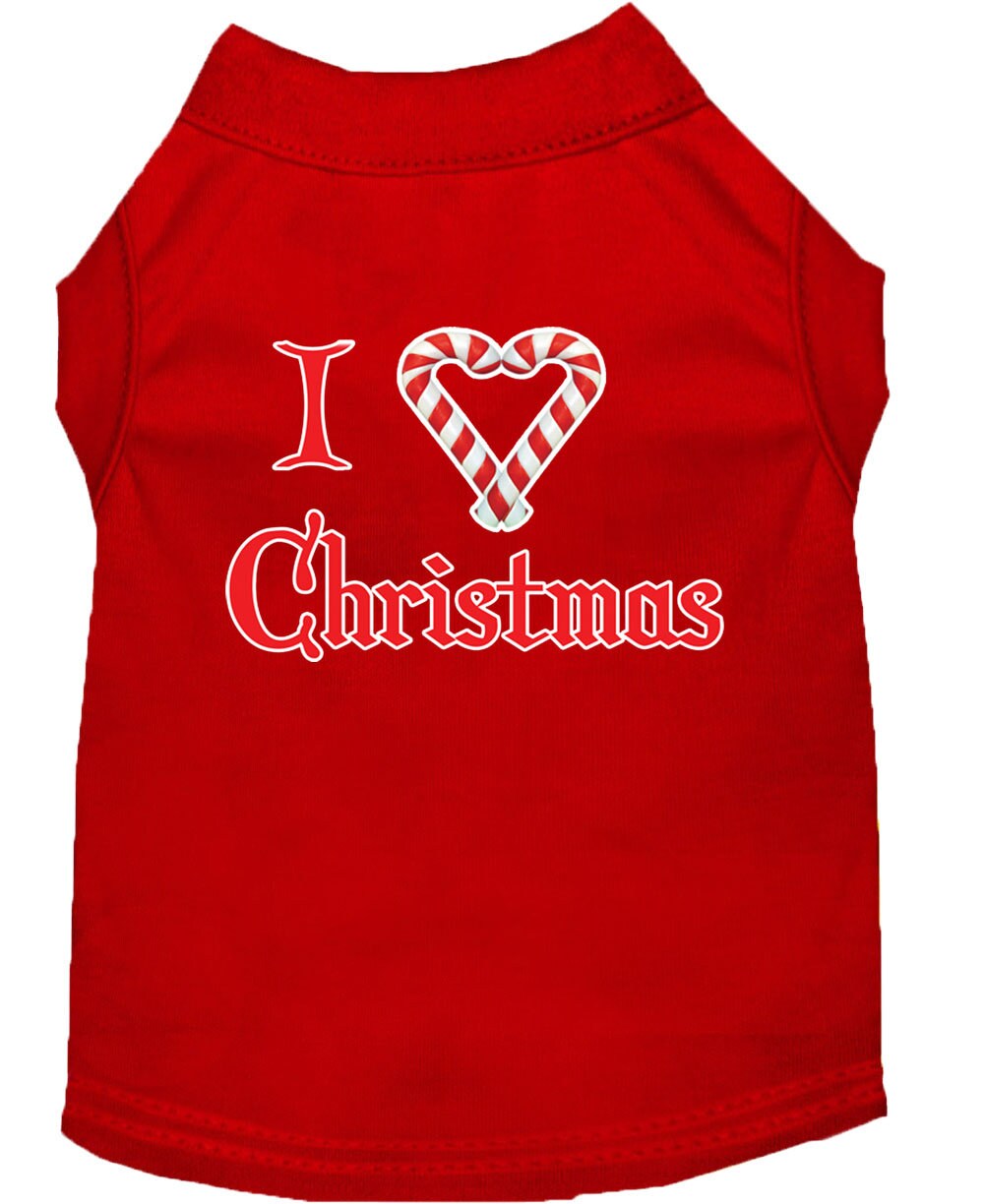 Christmas Screenprinted Dog Shirt, "I Heart Christmas"