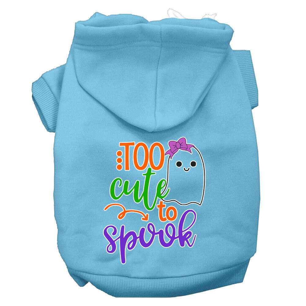 Halloween Pet, Dog & Cat Hoodie Screen Printed, "Too Cute To Spook Girly Ghost"