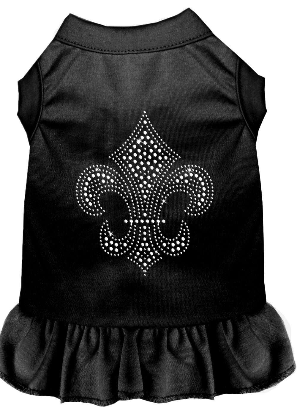 Pet Dog & Cat Dress Rhinestone, "Silver Fleur De Lis"