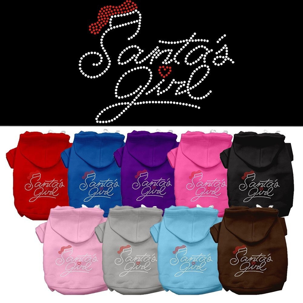 Christmas Pet, Dog & Cat Hoodie Rhinestone, "Santa's Girl"