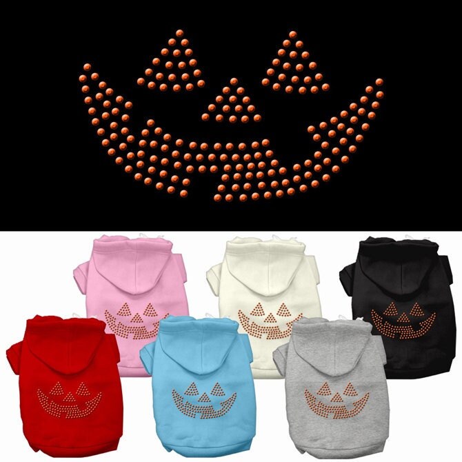 Halloween Pet Dog & Cat Hoodie Rhinestone, "Jack O' Lantern"