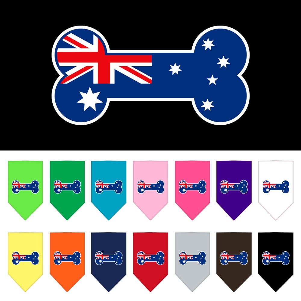 Pet and Dog Bandana Screen Printed, "Bone Shaped Australian Flag"