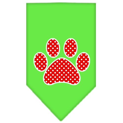 Pet and Dog Bandana Screen Printed, "Red Swiss Dot Paw"