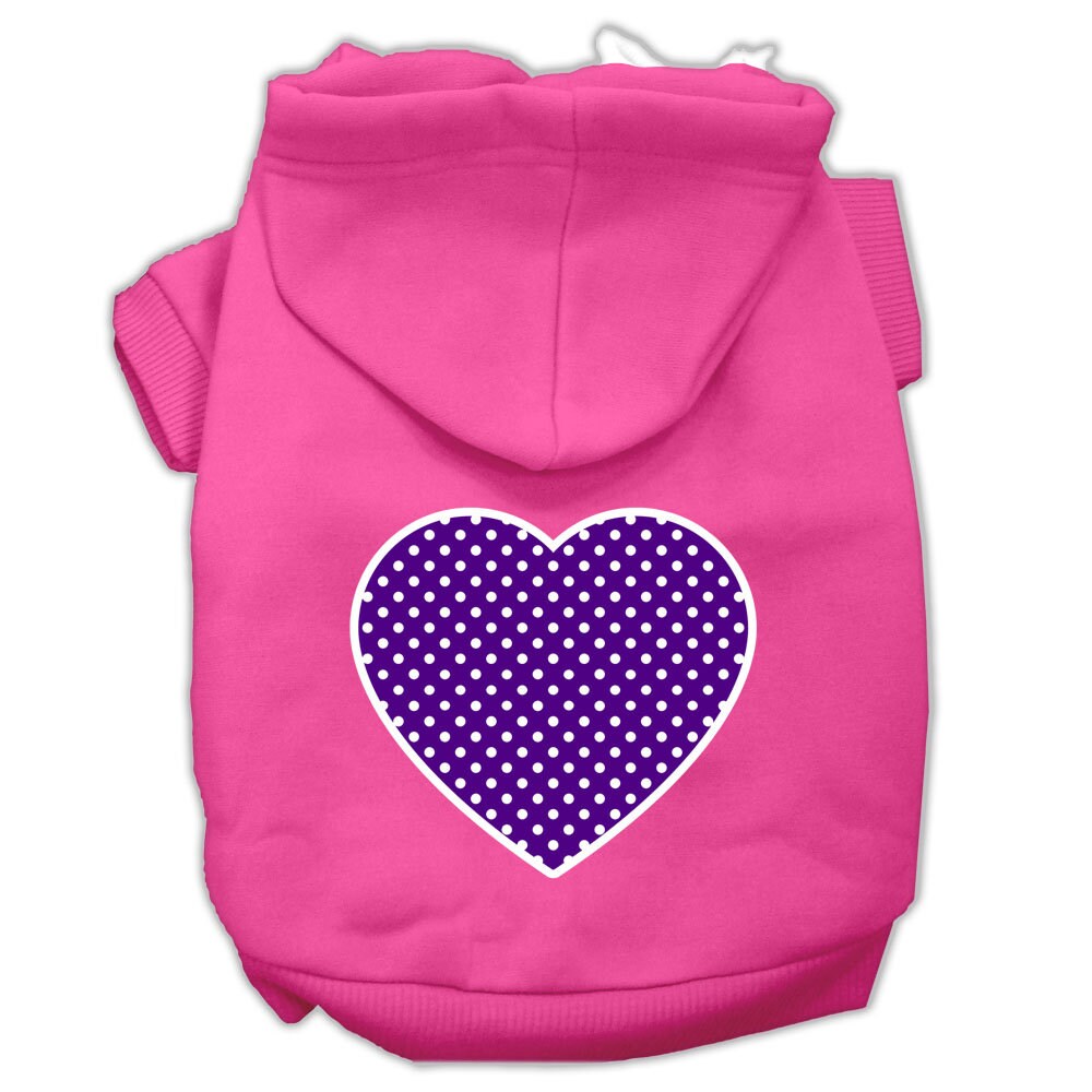 Pet Dog & Cat Hoodie Screen Printed, "Purple Swiss Dots Heart"