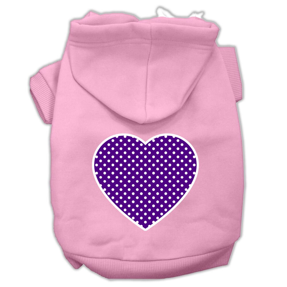 Pet Dog & Cat Hoodie Screen Printed, "Purple Swiss Dots Heart"