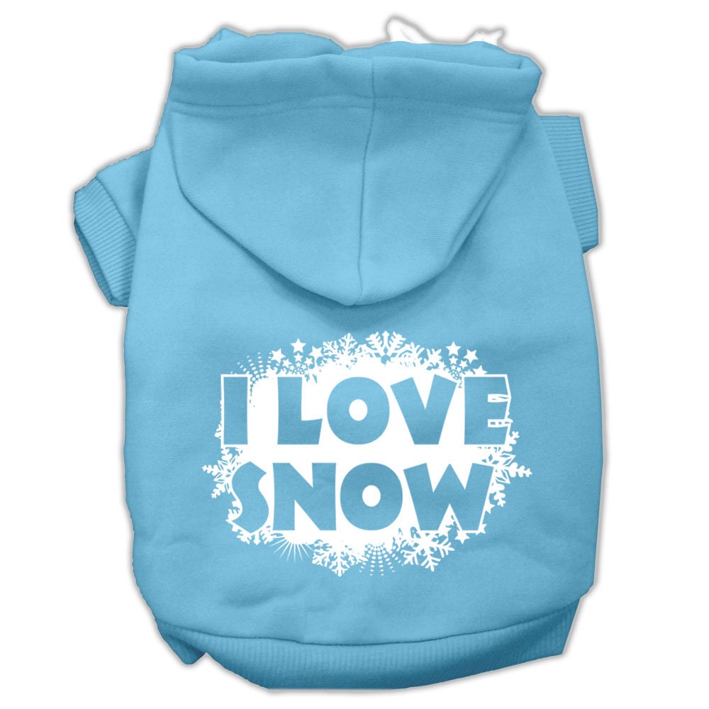 Christmas Pet Dog & Cat Hoodie Screen Printed, "I Love Snow"