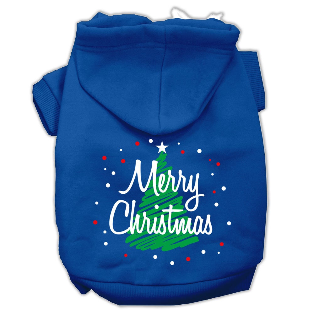 Christmas Pet, Dog & Cat Hoodie Screen Printed, "Scribble Merry Christmas"