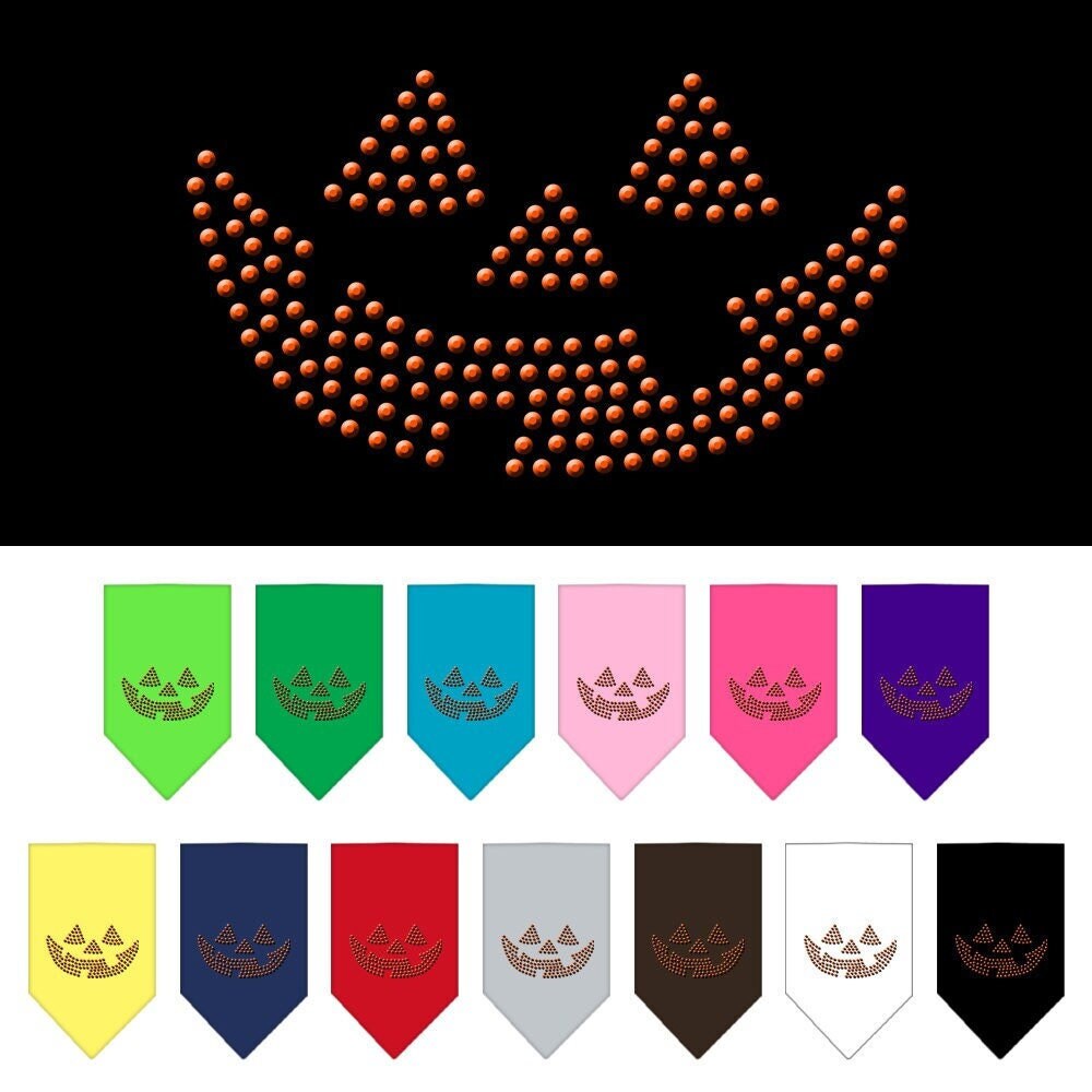 Halloween Pet and Dog Bandana Rhinestone, "Jack O Lantern"