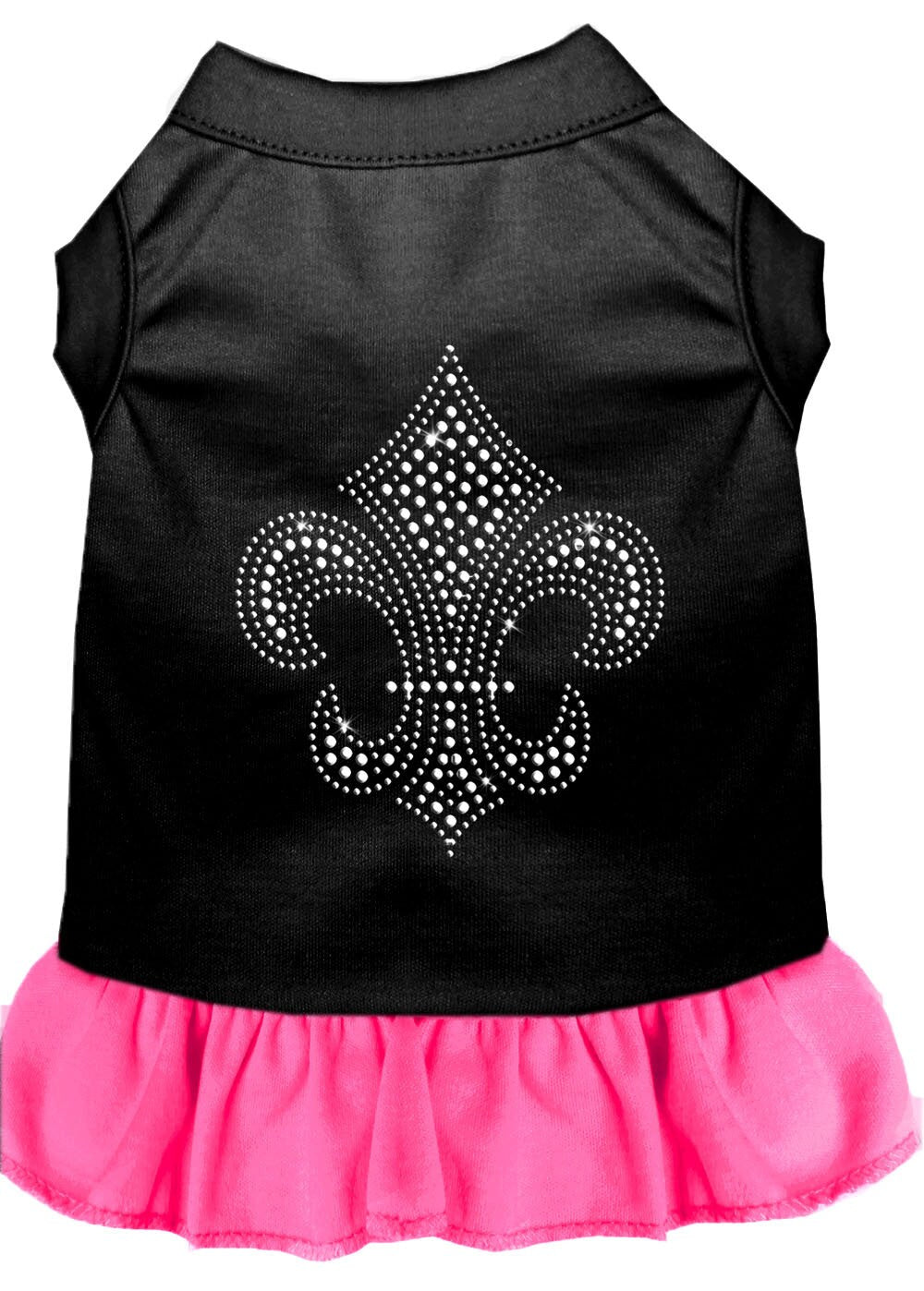 Pet Dog & Cat Dress Rhinestone, "Silver Fleur De Lis"