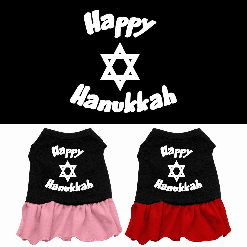 Hanukkah Pet Dog & Cat Dress Screen Printed, "Happy Hanukkah"