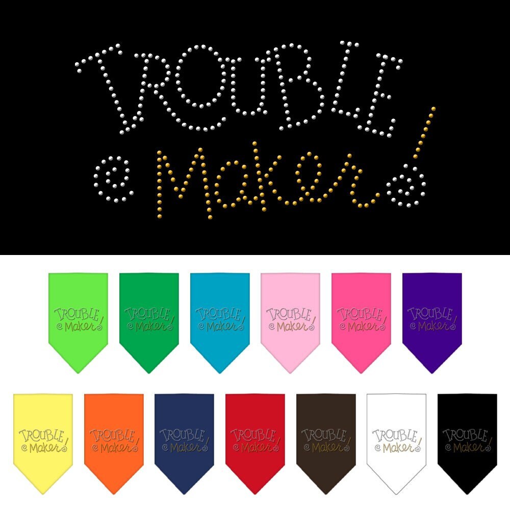 Pet and Dog Bandana Rhinestone, "Trouble Maker"