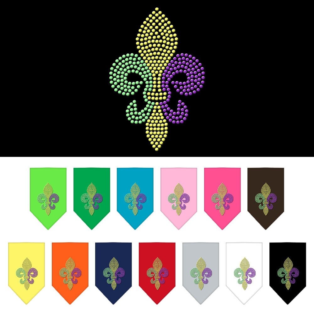 Pet and Dog Bandana Rhinestone, "Mardi Gras Fleur De Lis"