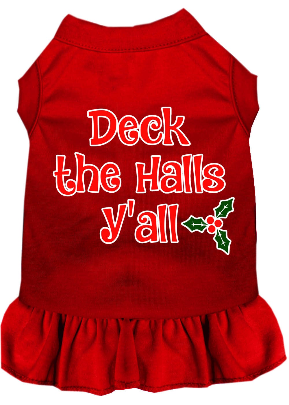 Christmas Dog Dress, Pet Dog & Cat Dress Screen Printed, "Deck The Halls Y'all"