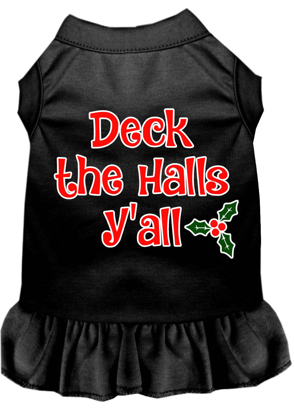 Christmas Dog Dress, Pet Dog & Cat Dress Screen Printed, "Deck The Halls Y'all"