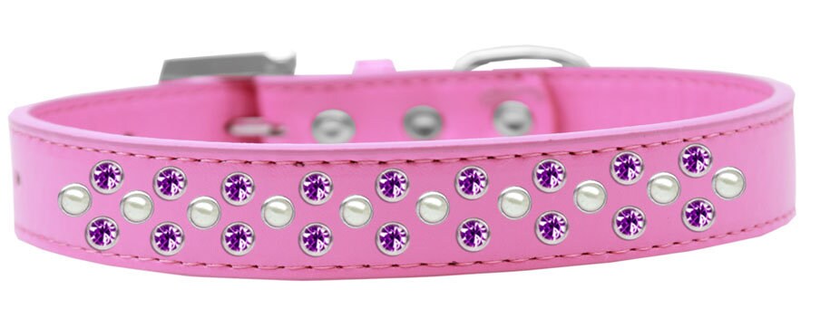 Dog, Puppy & Pet Fashion  Collar, "Pearl and Purple Crystal Rimsets Sprinkles"