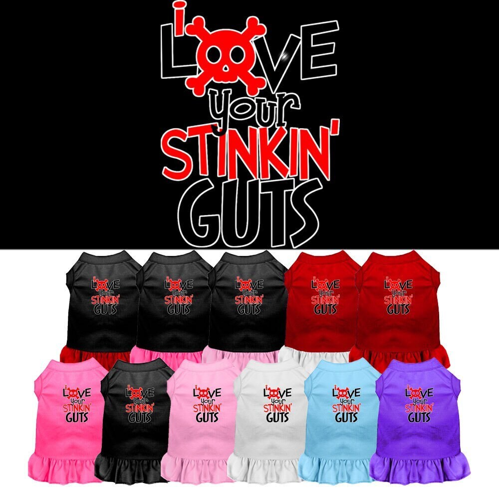 Dog Dress, Pet Dog & Cat Dress Screen Printed, "Love Your Stinkin Guts"