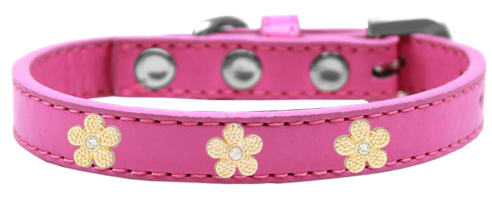 Dog, Puppy & Pet Widget Collar, "Gold Flower"