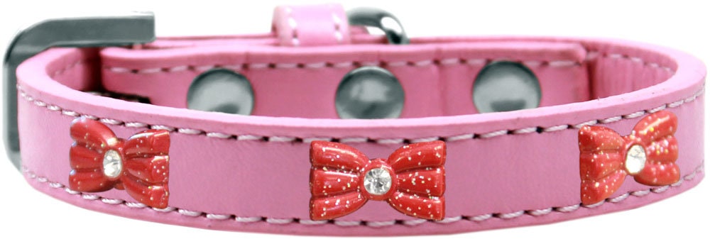 Dog, Puppy & Pet Widget Fashion Collar, "Red Glitter Bow"