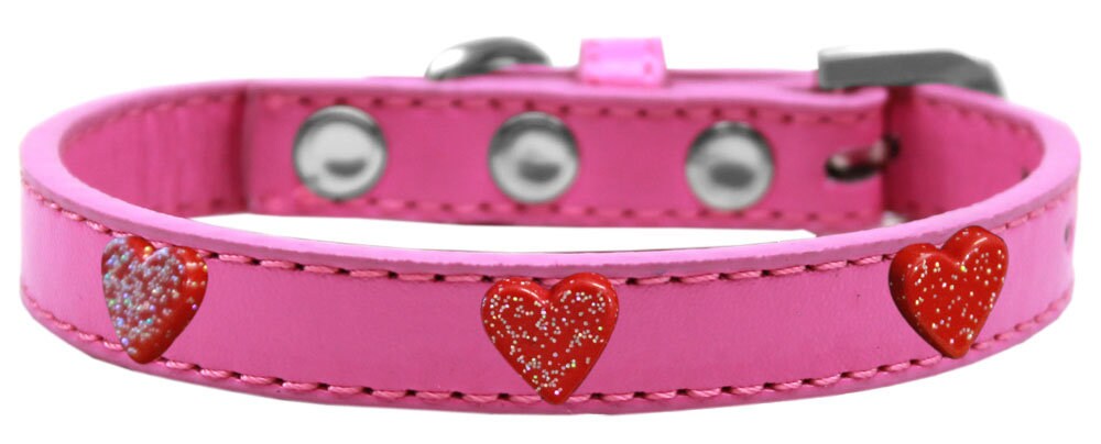 Dog, Puppy & Pet Widget Fashion  Collar, "Red Glitter Heart"