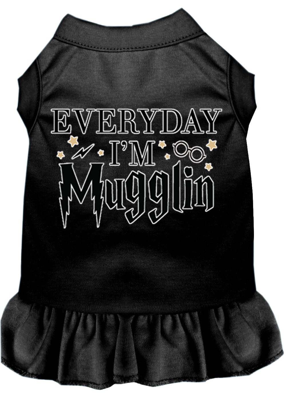 Pet Dog & Cat Dress Screen Printed, "Everyday I'm Mugglin"